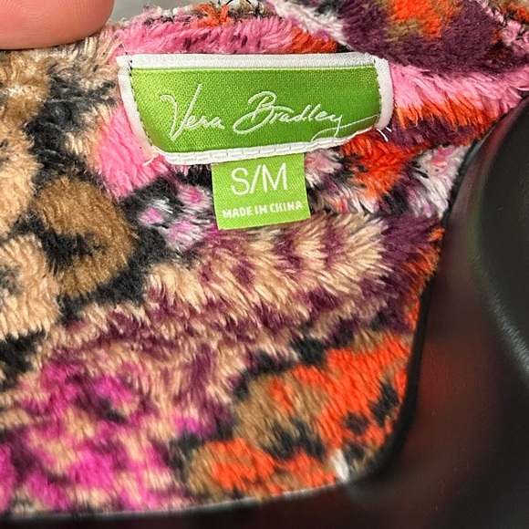 Vera Bradley Red Rosewood Floral Print Soft Fleece Hooded Short Robe Size S/M - Picture 4 of 4